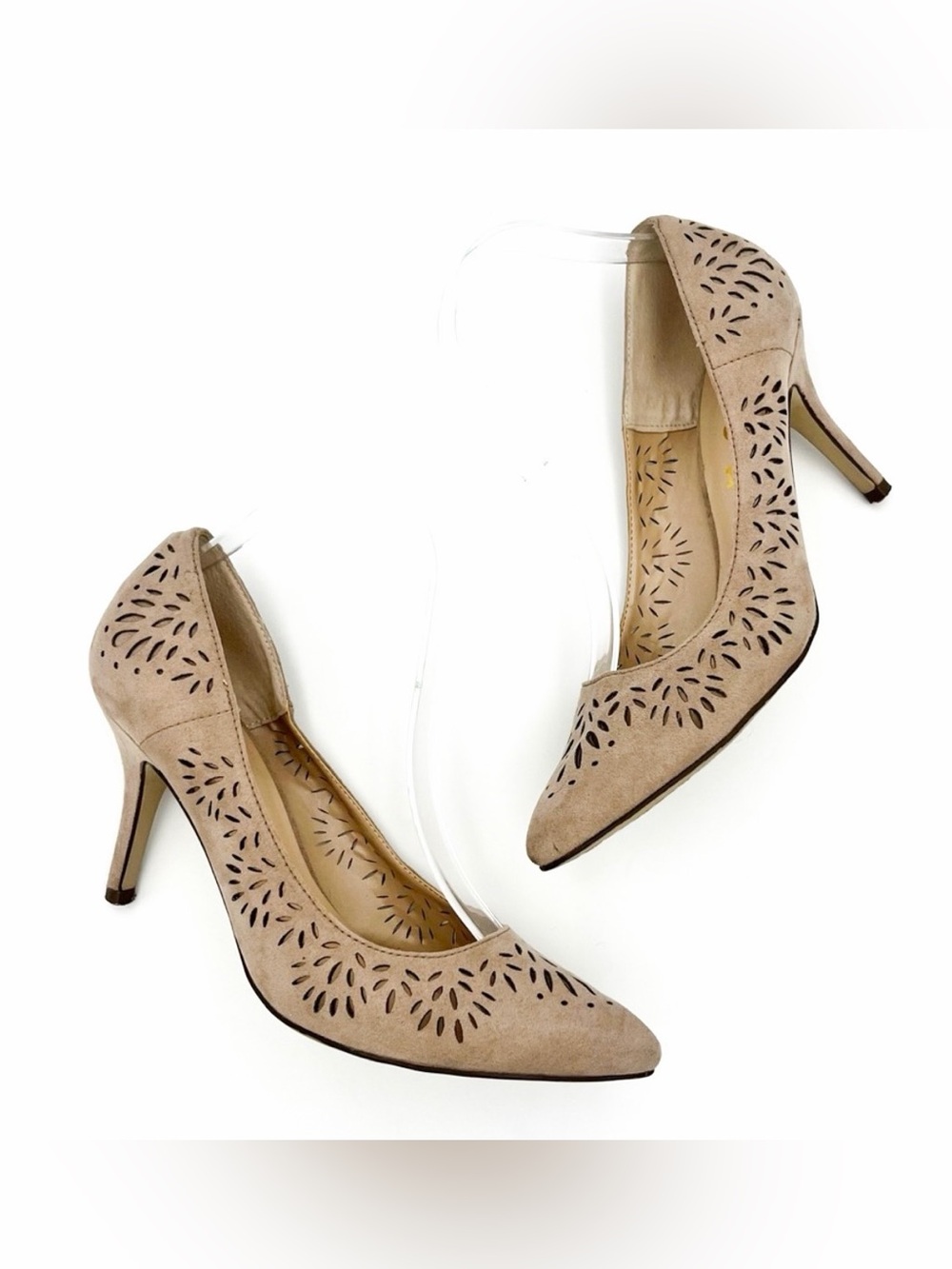 Unisa Tan Suede Cutout Heels